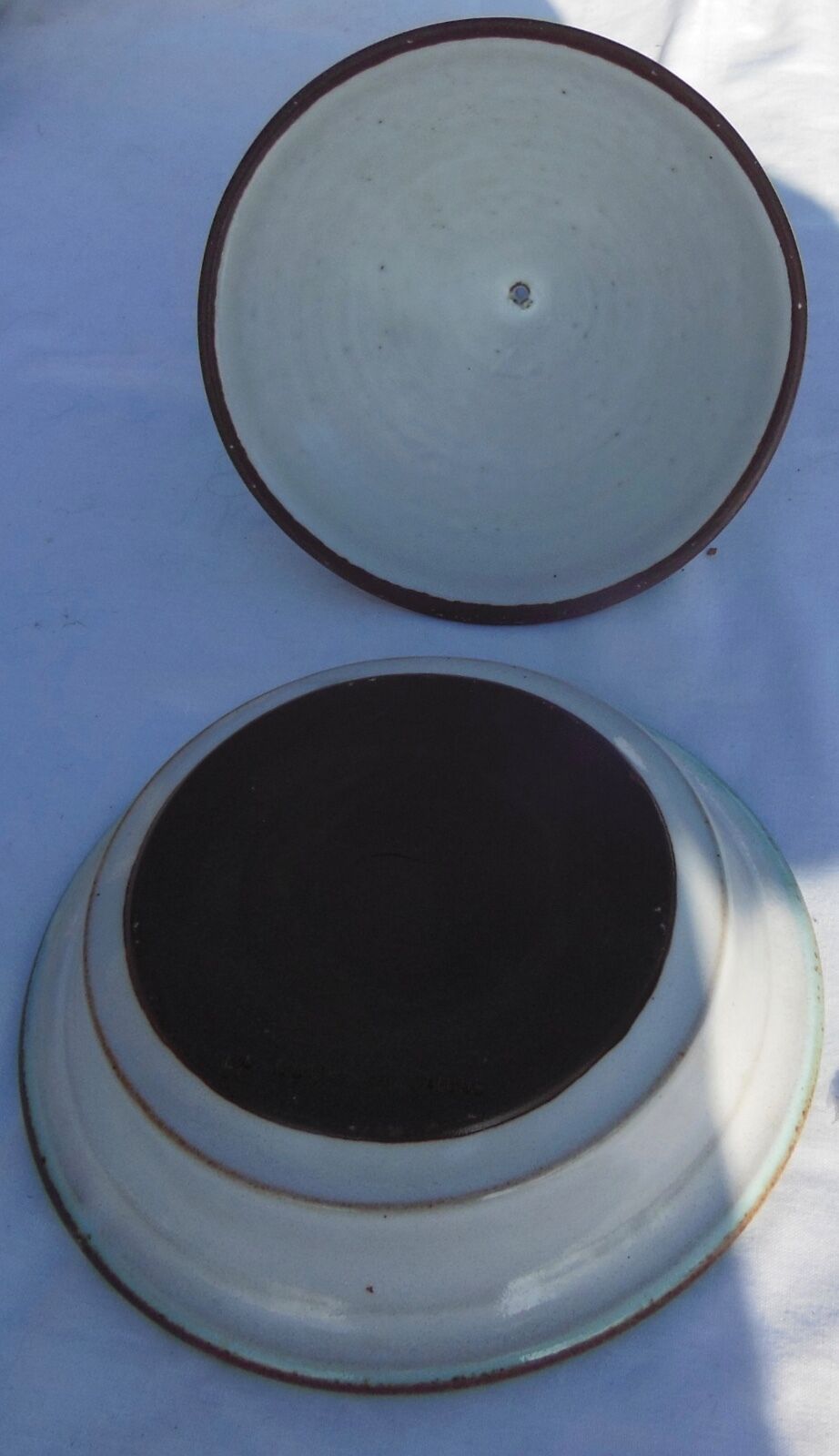 Dish & lid tagine signed la roue vallauris vintage ceramics 60 /70