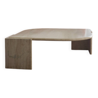 Vintage travertine coffee table, "Eye" model, by Rochebobois