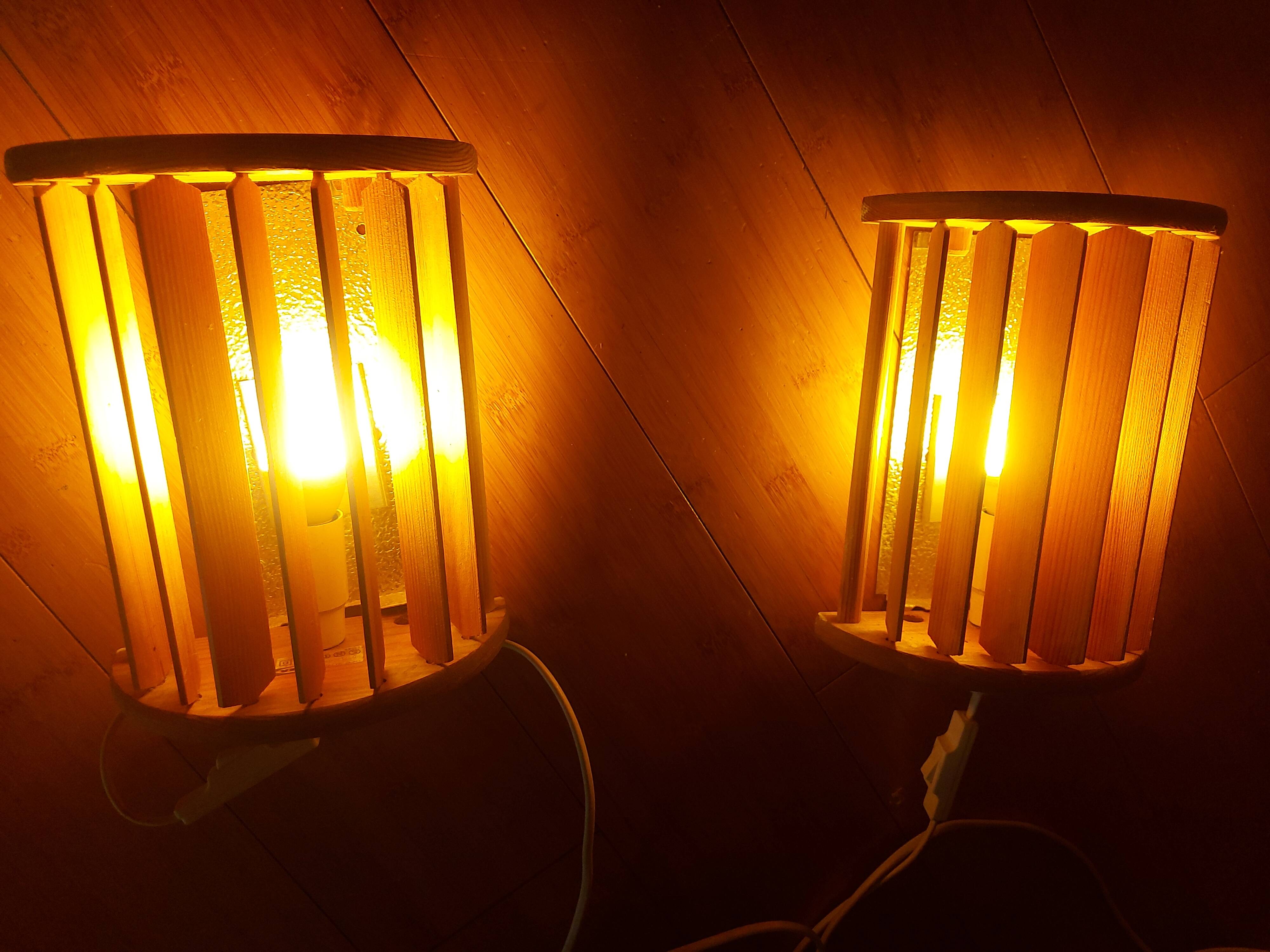 2 vintage 80'S Ikea wooden wall lights