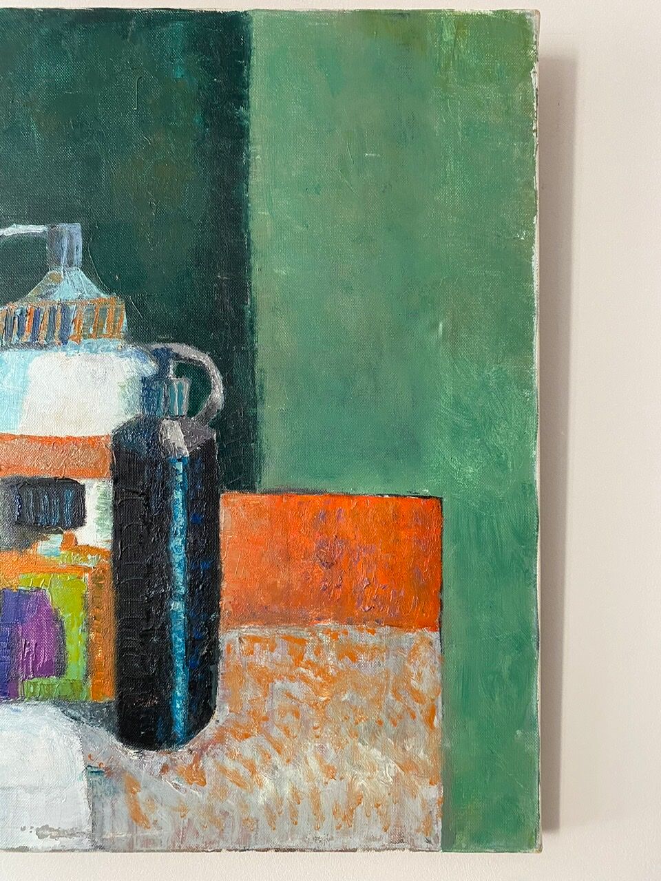 Old painting, still life with bottles signed Milliquet (1896-1982)