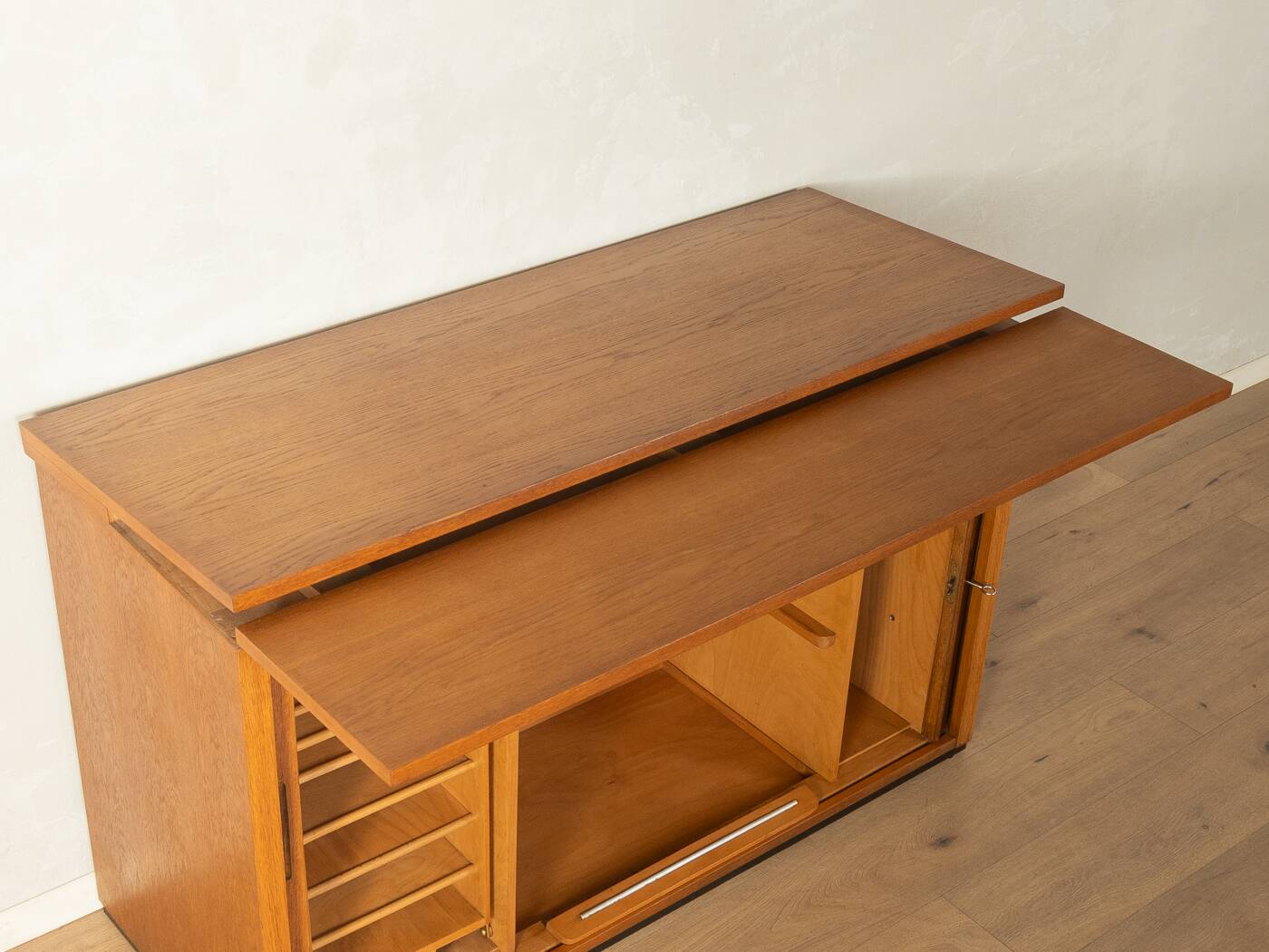 Very rare functional mid-century desk, 1960s, solid wood, Germany