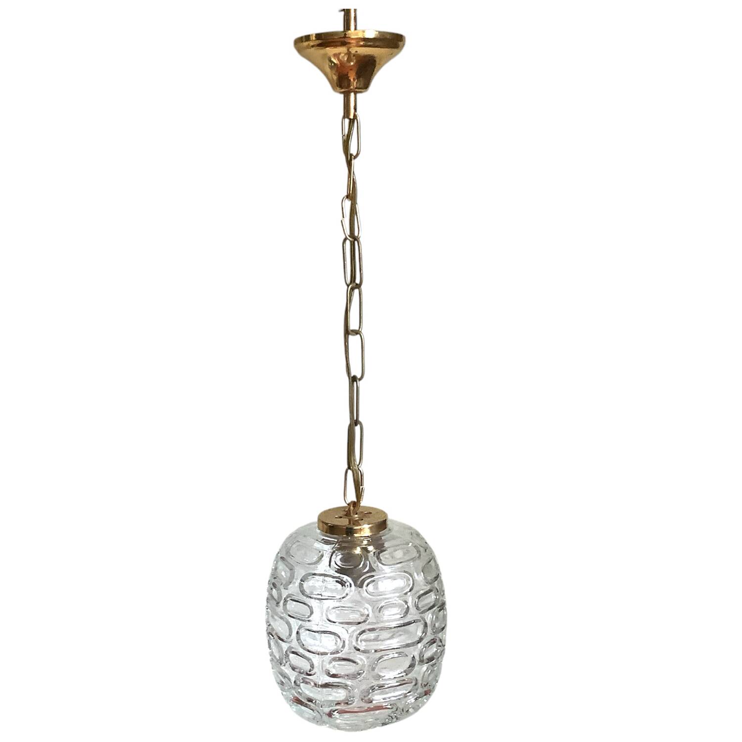 Vintage glass and gold metal pendant light