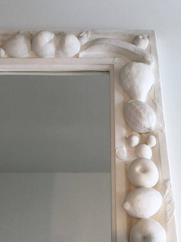 Unique decorative plaster mirror with fruit decorations