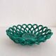 Vintage Vallauris green woven ceramic fruit bowl