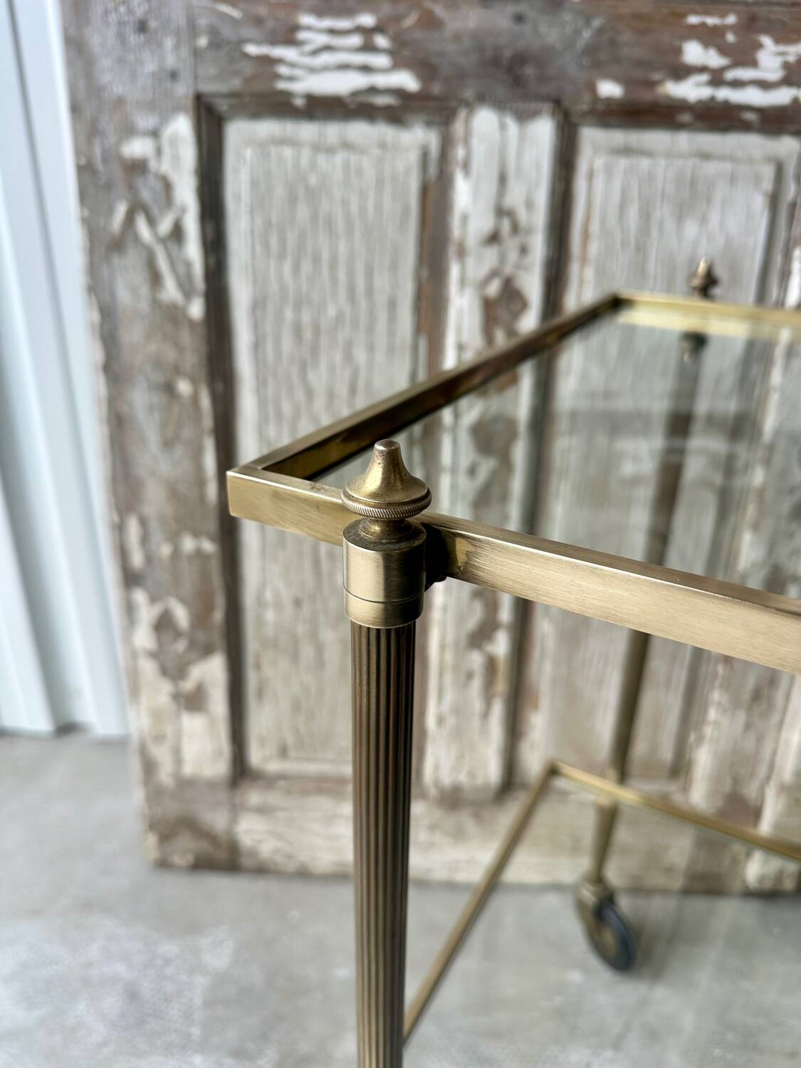 Vintage brass rolling bar cart