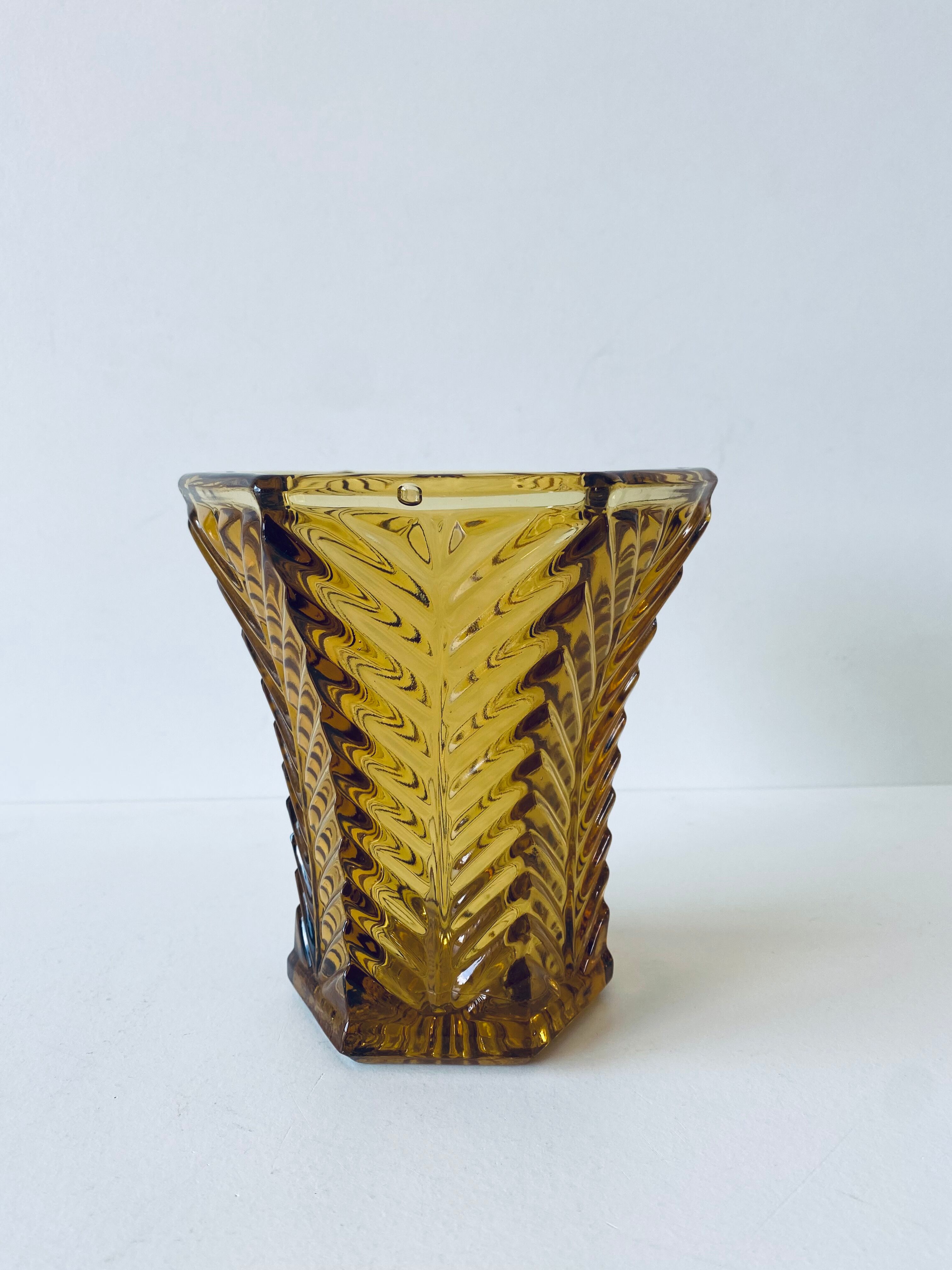 Old amber glass vase