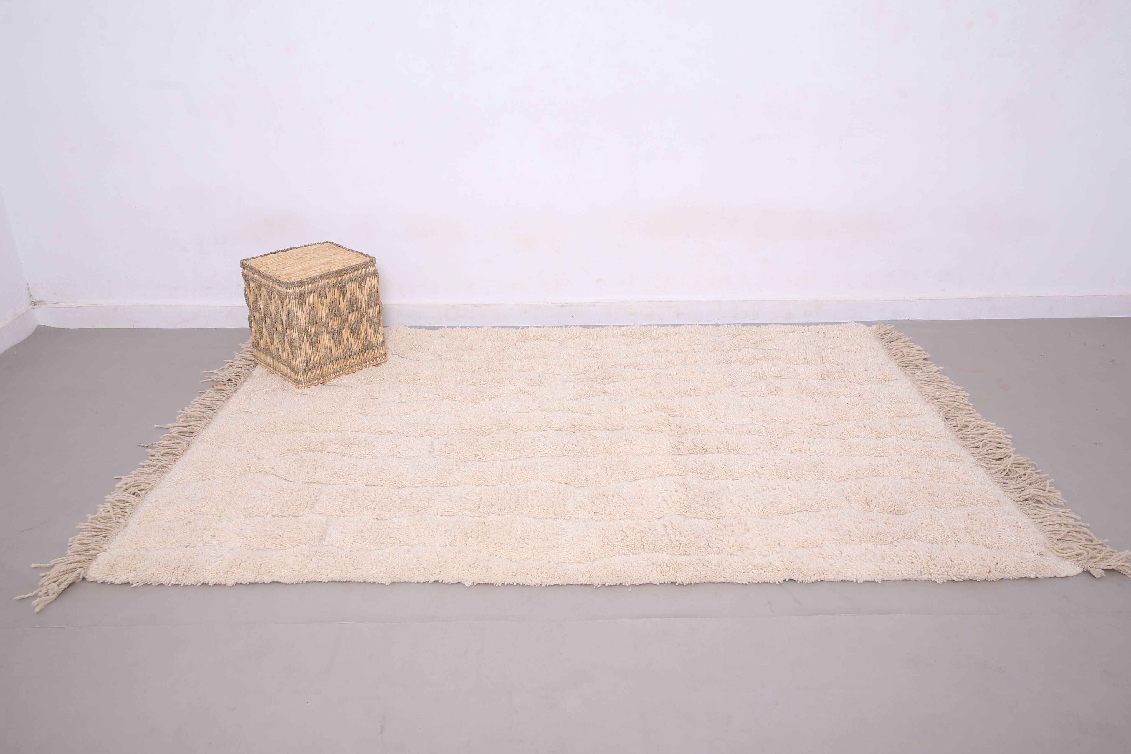 Cream Handmade Moroccan Rug 167 x 242 cm - Beige Beni Ourain Rug Berber