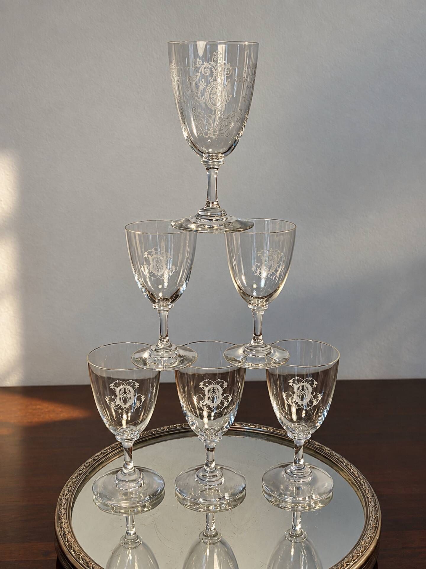 6 Baccarat glasses Funel shaped late 19th - early 20th century 