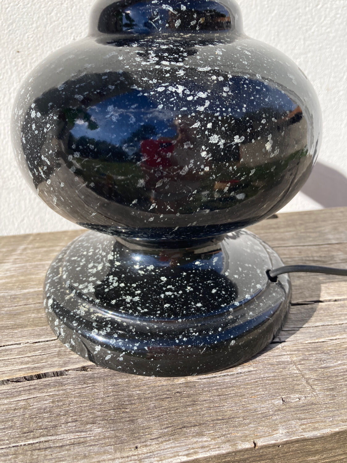 Black Memphis 80 speckled ceramic lamp base
