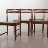 Bovenkamp Vintage Design Teak Wooden Dining Chairs with Leather Upholstery