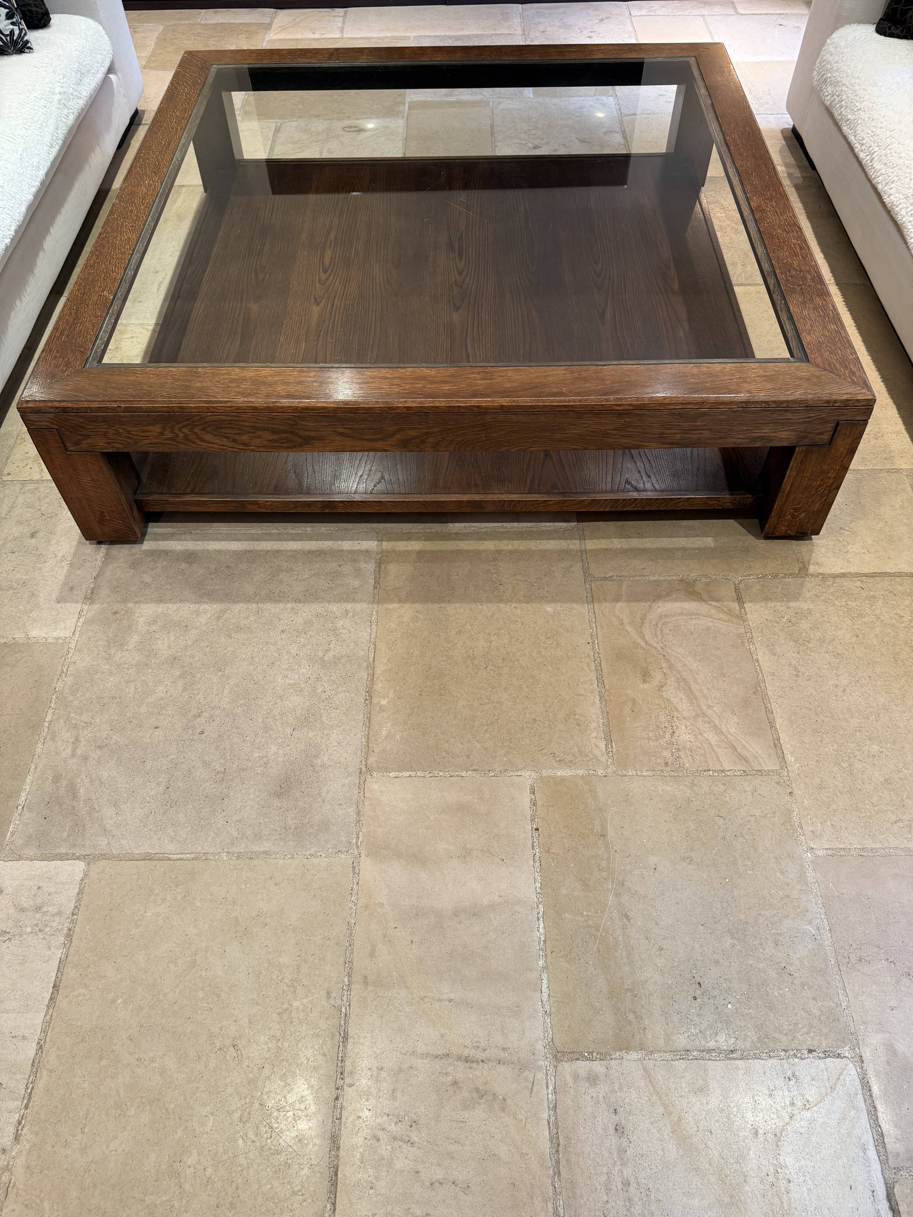 Wood and glass coffee table