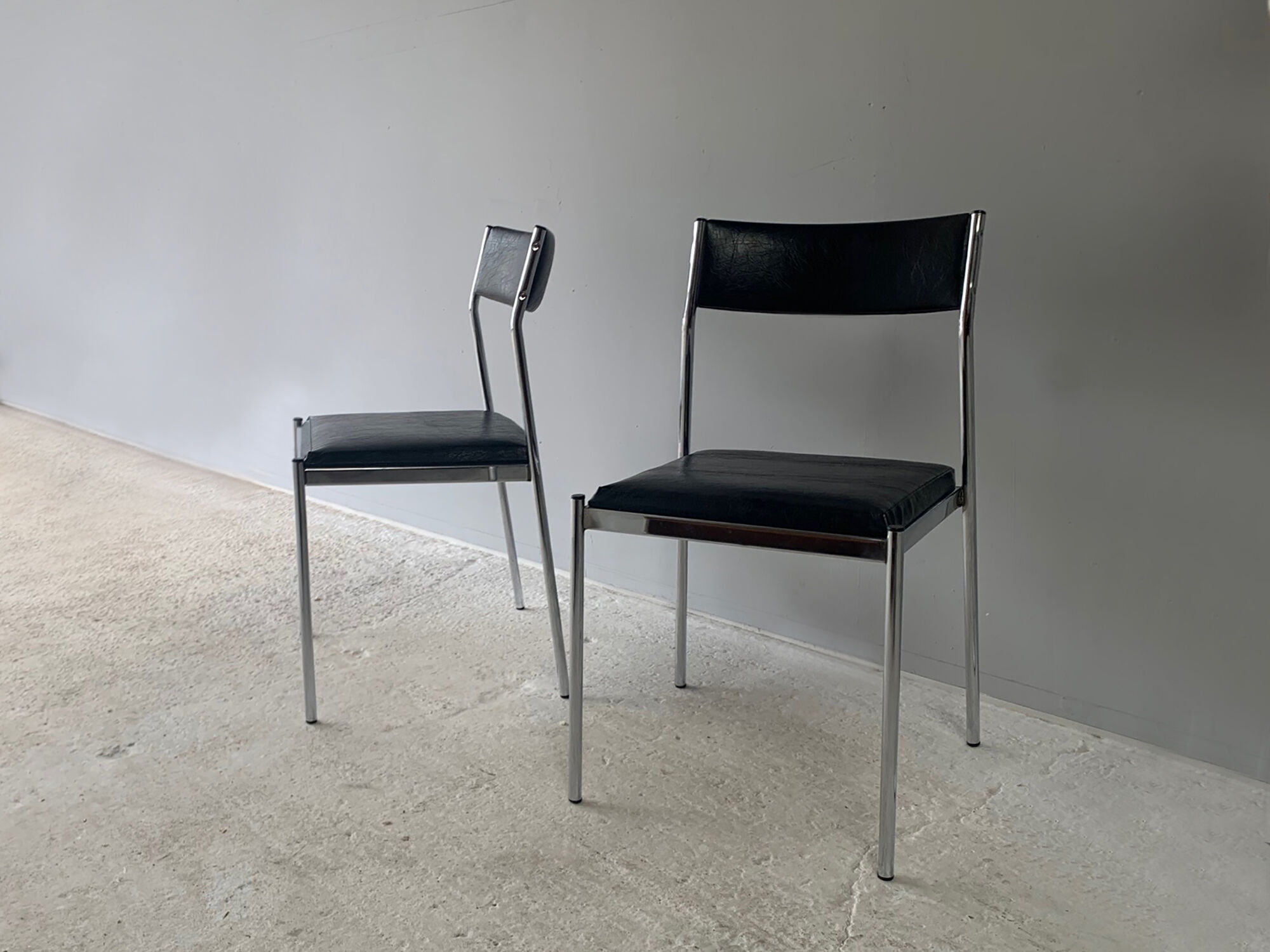 4 1960’s Belgian mid century leatherette dining chairs by ‘Tavo’