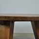 BRUTALIST / massive oak round coffee table / 1970s