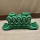 Pair of Art Deco green ceramic candlesticks
