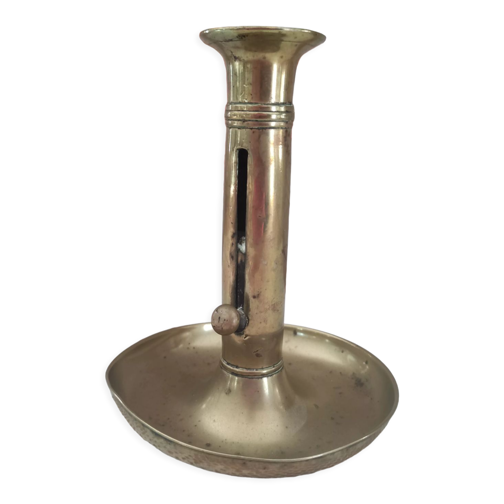Brass push candle holder on frame