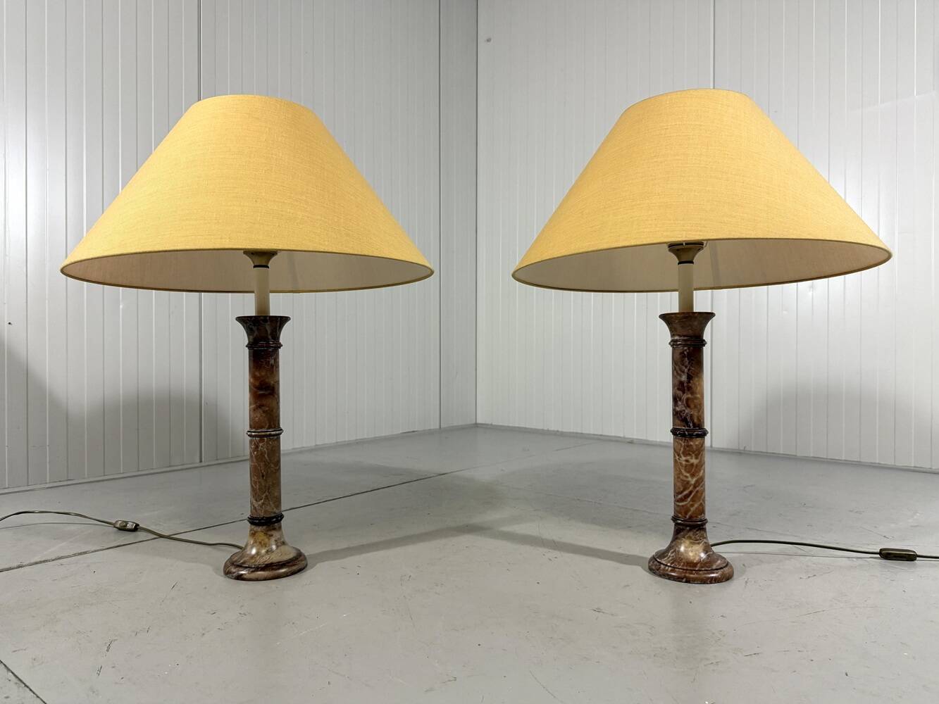 Set of 2 large marble table lamps 1970's