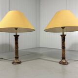 Set of 2 large marble table lamps 1970's