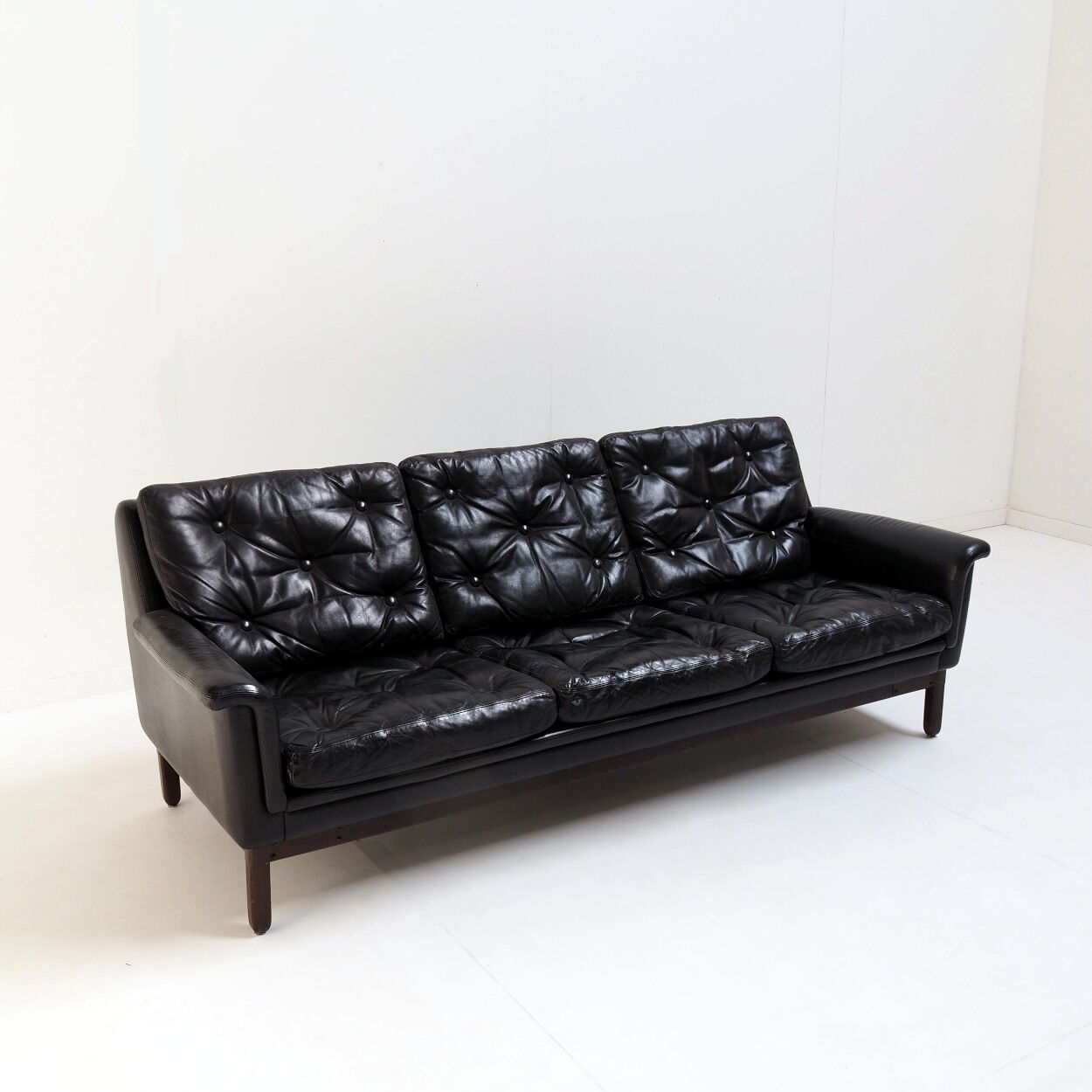 Black leather sofa