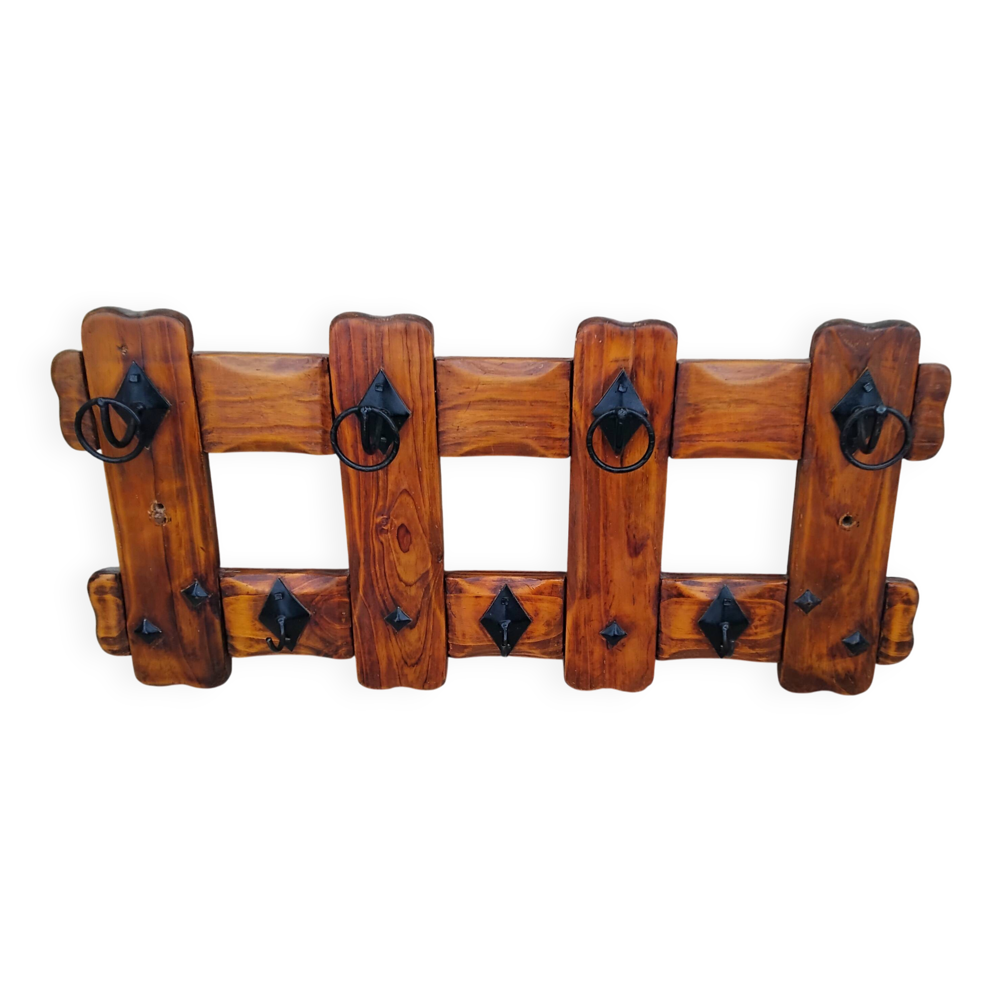 Porte manteau mural vintage bois année 80