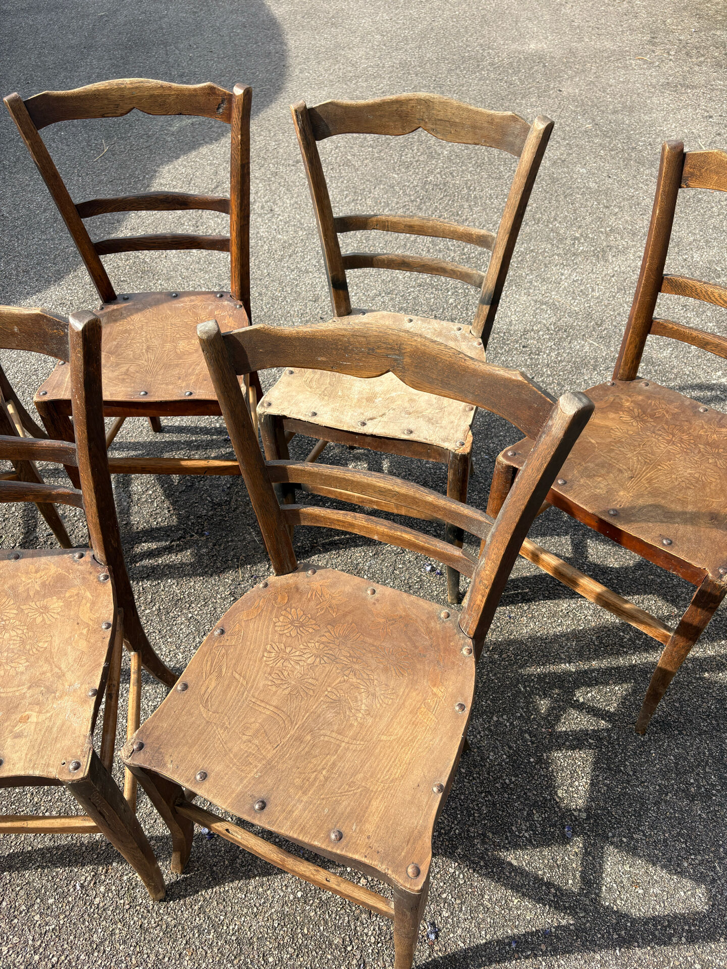 Studded bistro chairs with patterns