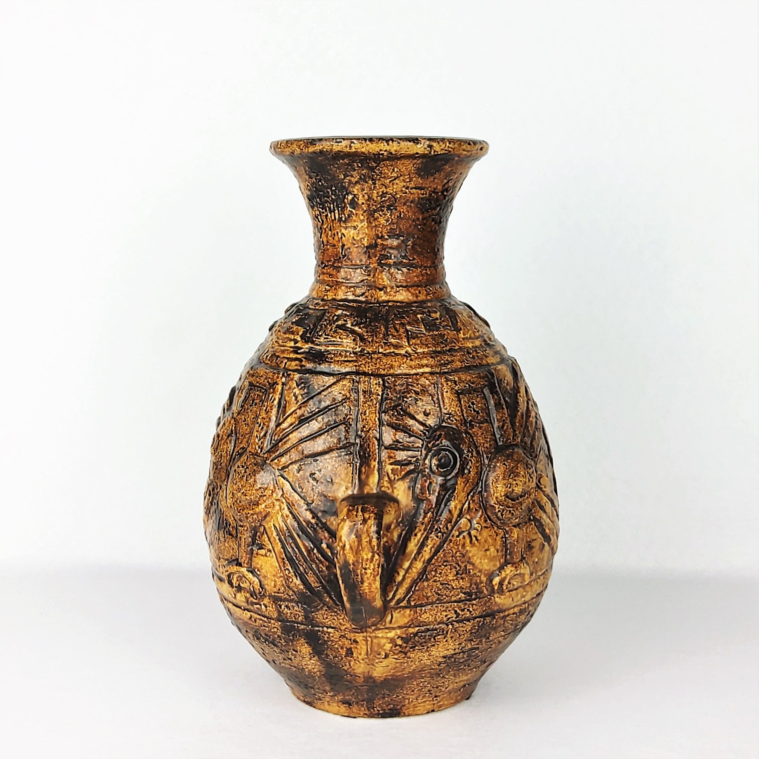 Vase au décor Aztèque de Jasba 1960 - Keramik