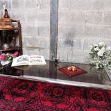 Table basse chromée et verre fumé