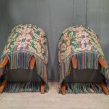 Pair of upholstered toad armchairs