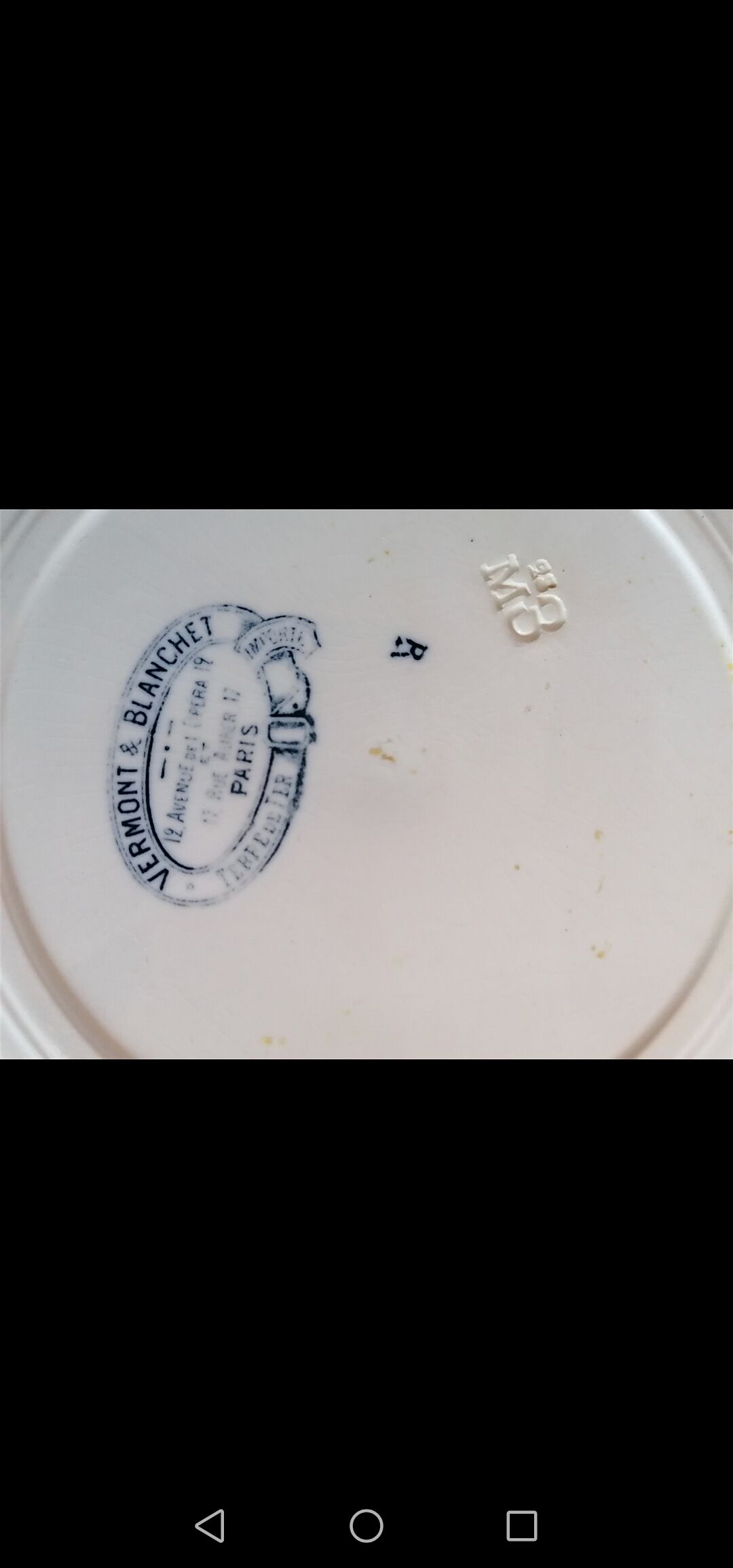 Former plate earthenware iron earth, blue landscape décor, Vermont - Blanchet Paris 19th