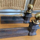 Pair of antique cast iron and brass bedside tables