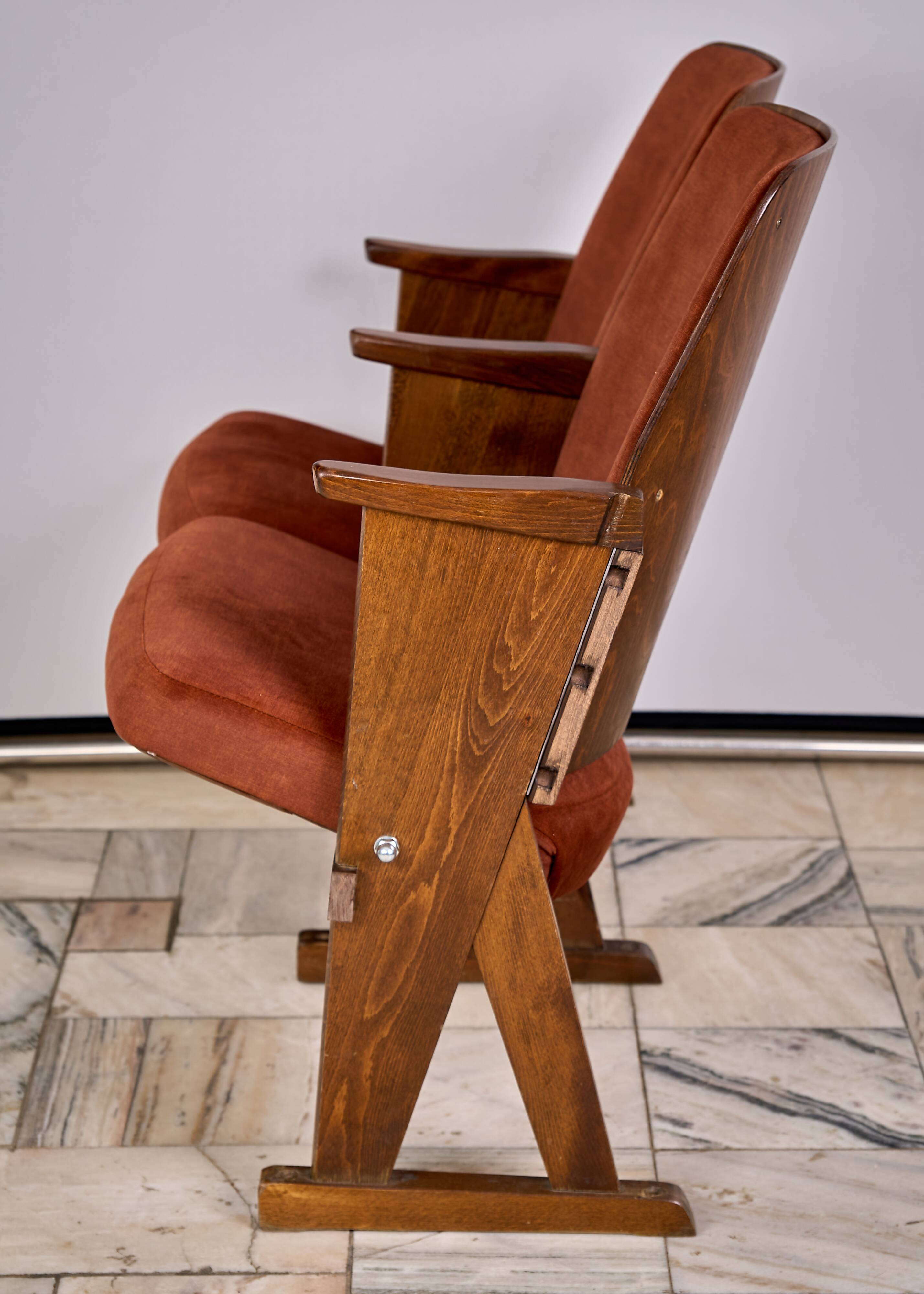 Vintage Czechoslovakian double cinema seats from the 1970s