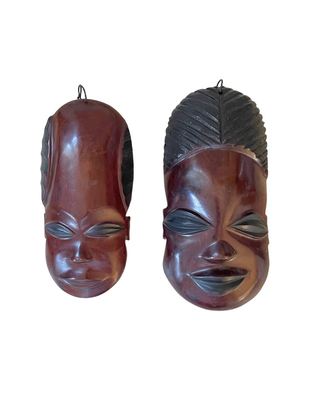 African masks in vintage ebony wood