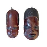 African masks in vintage ebony wood