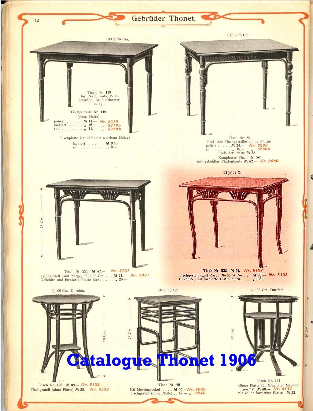Table ou bureau Thonet N°8122, vers 1910, plateau chêne.