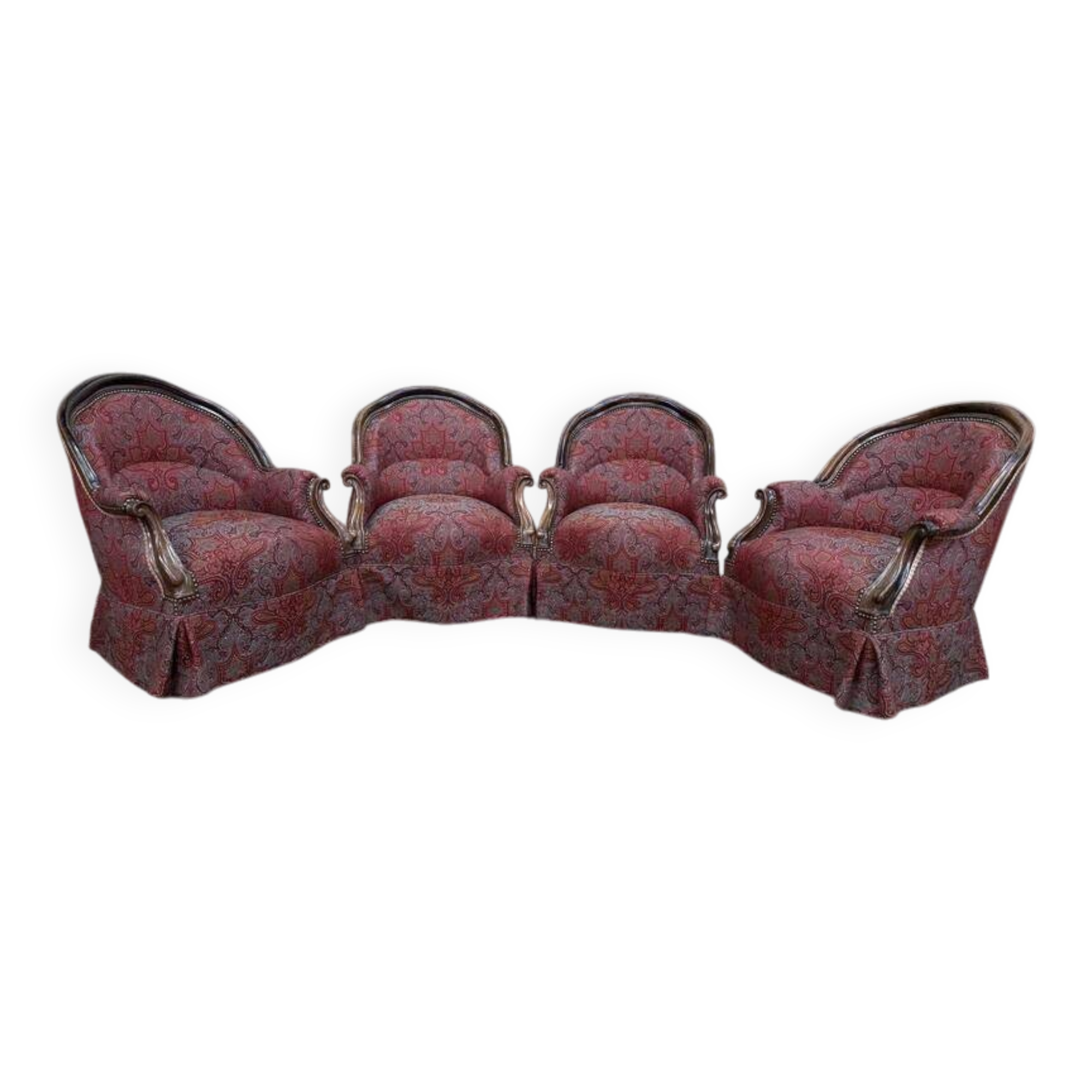 Suite de 4 fauteuils crapaud époque Napoléon III