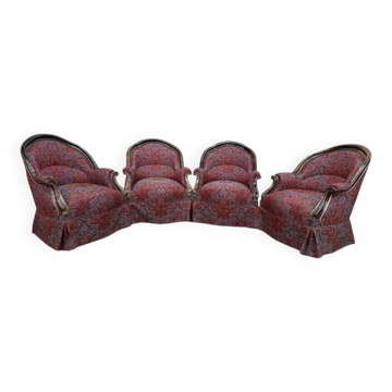 Suite de 4 fauteuils crapaud époque Napoléon III