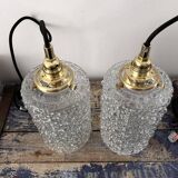 Set of two bubble glass pendant lights