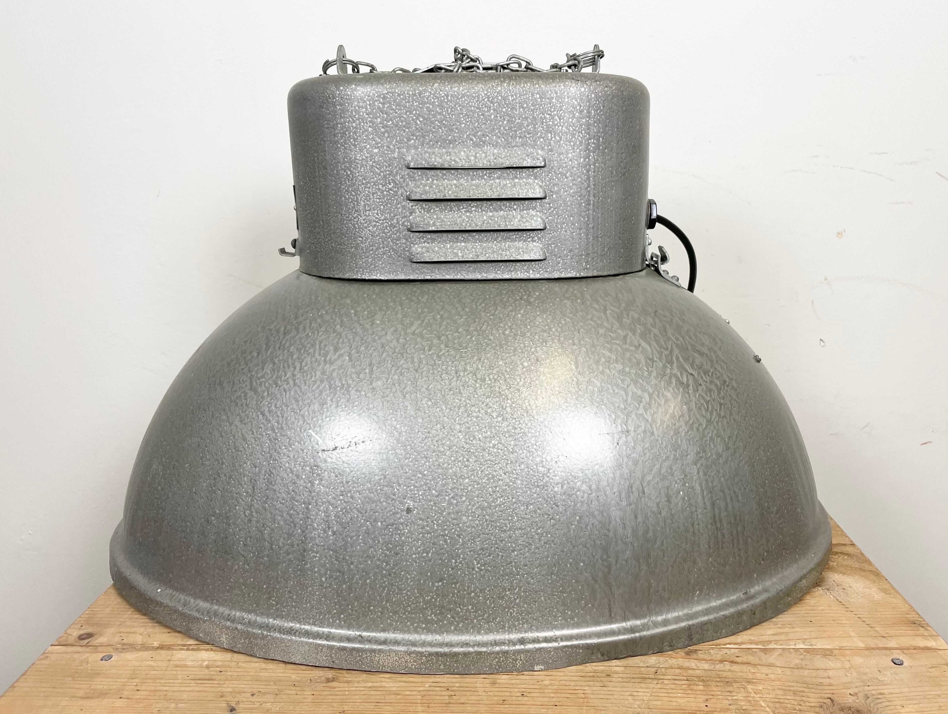 Oval industrial polish factory pendant lamp from mesko, 1970s