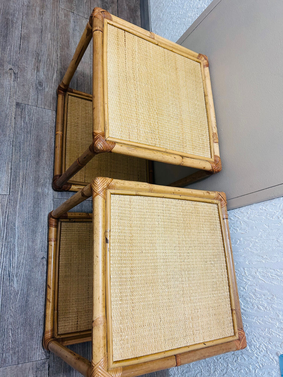 Set of two rattan bedside or side tables