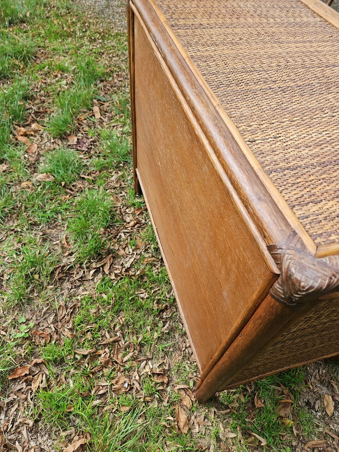 Vintage woven wicker rattan bamboo chest of drawers design 50-60-70