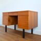 Scandinavian teak desk 2 pedestals 3 drawers 1960s