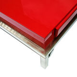 Large table low red laqué