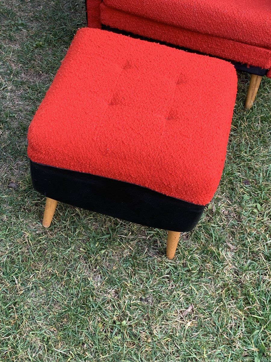 Mid-century lounge chairs with ottomans, 1960s, set of 5