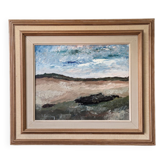 Mid-Century Modern "Grounded in Nature", Swedish Framed Landscape Oil Painting by Eric Cederberg