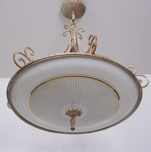 Lustre en verre forgé france années 1950