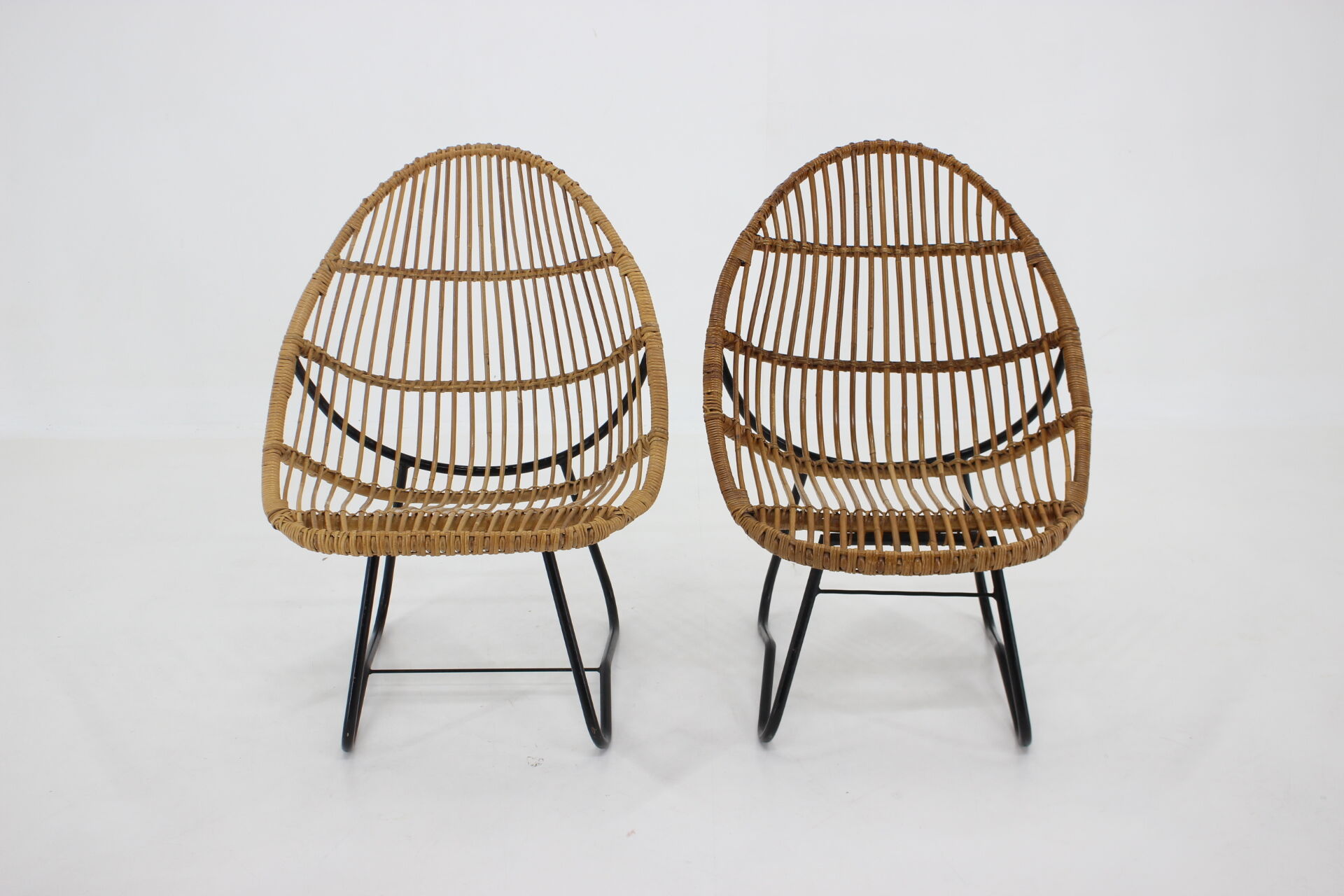 1960s Pair of Alan Fuchs Rattan Lounge Chairs by ULUV, Czechoslovakia