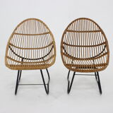 1960s Pair of Alan Fuchs Rattan Lounge Chairs by ULUV, Czechoslovakia