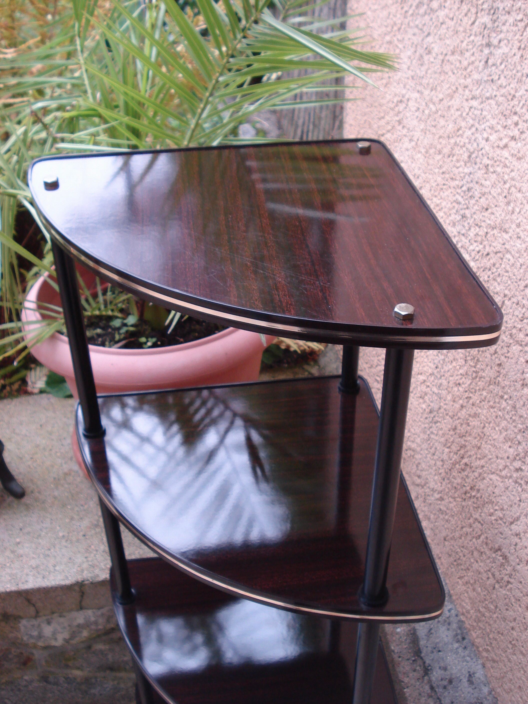 Etagere d’angle vintage 1960 formica 4 plateaux