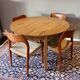 able to eat vintage round in formica imitation teak, with hidden extension, Scandinavian style