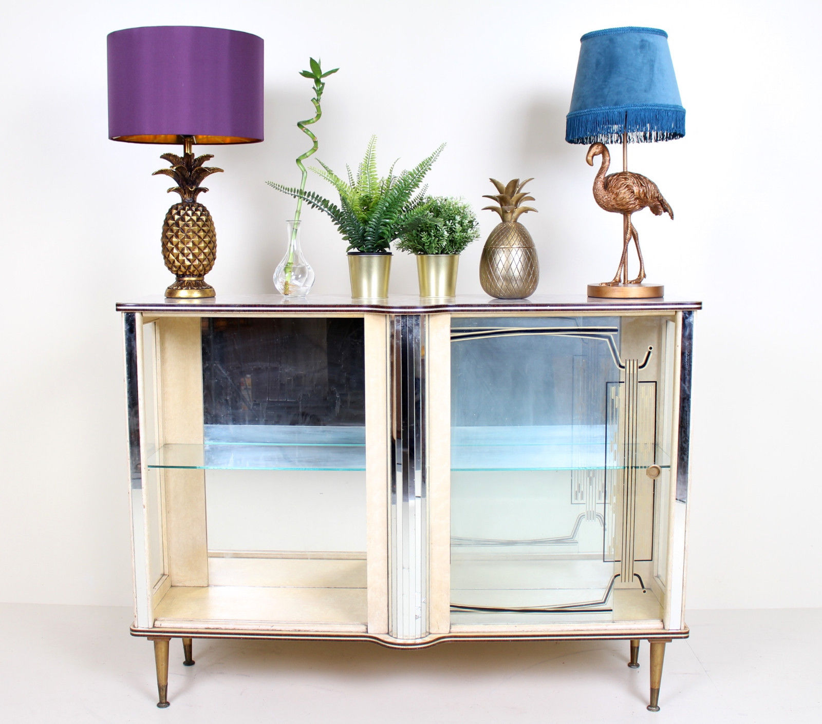 Retro vintage glass sliding door display case