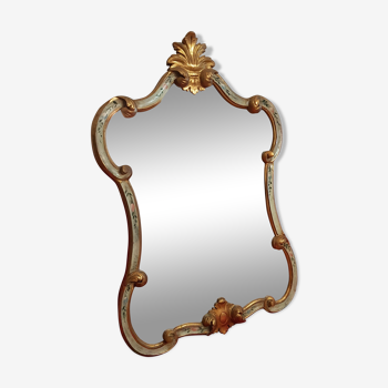 Blue and gilded wooden mirror